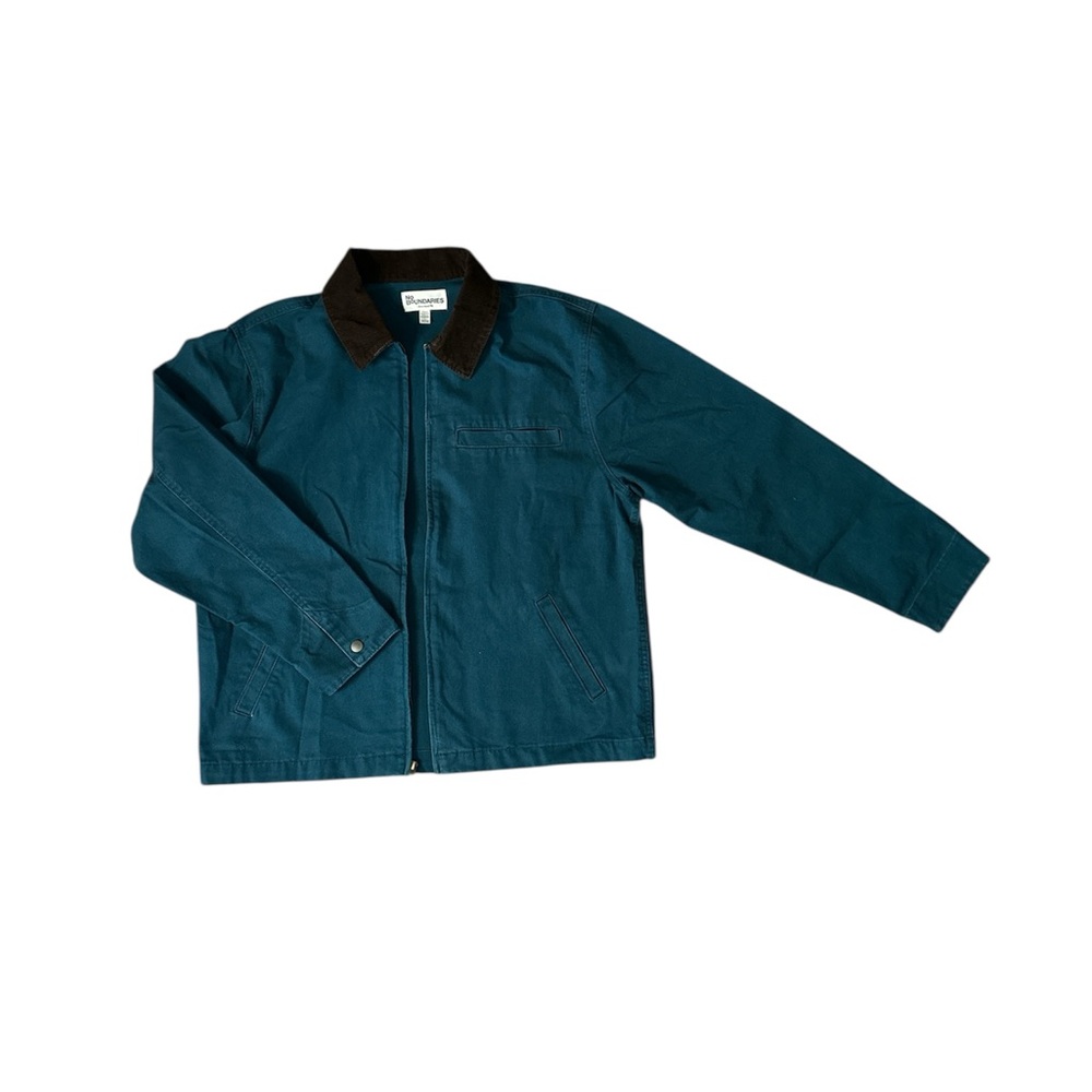 Teal Jacket with Brown Collar